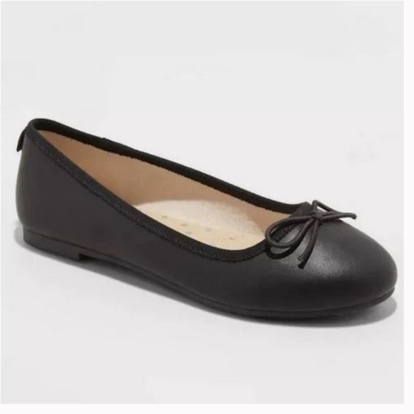 Girls' Stacy Slip-On Ballet Flats Matte Black - Cat & Jack™ Matte Black 3 - Picture 1 of 5